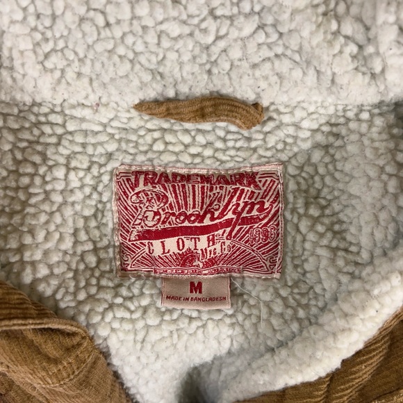 Vintage Y2K Faded Grunge Tan Cotton Corduroy Jacket Sherpa lining Streetwear - Picture 10 of 13